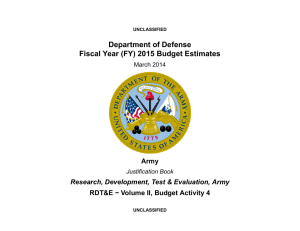 Department of Defense Fiscal Year (FY) 2015 Budget Estimates Army