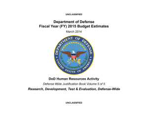 Department of Defense Fiscal Year (FY) 2015 Budget Estimates