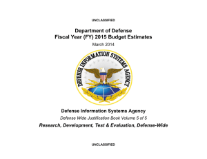 Department of Defense Fiscal Year (FY) 2015 Budget Estimates