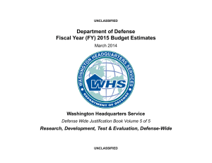 Department of Defense Fiscal Year (FY) 2015 Budget Estimates Washington Headquarters Service