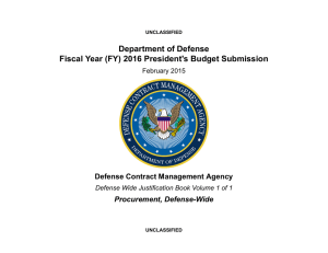 Department of Defense Fiscal Year (FY) 2016 President's Budget Submission Procurement, Defense-Wide