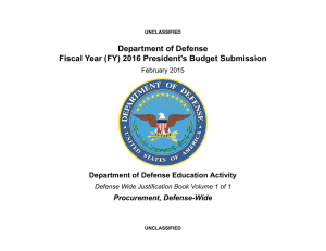 Department of Defense Fiscal Year (FY) 2016 President's Budget Submission Procurement, Defense-Wide