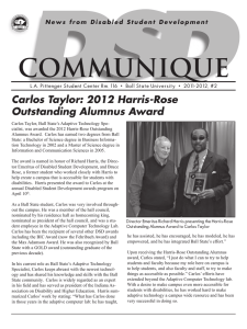 COMMUNIQUE Carlos Taylor: 2012 Harris-Rose Outstanding Alumnus Award