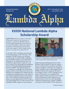 XXXIX National Lambda Alpha Scholarship Award Annual Newsletter 2013-14 Academic Year