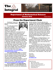 The Integral From the Department Chair Department of Mathematical Sciences