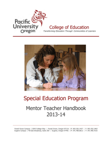 Special Education Program Mentor Teacher Handbook 2013-14