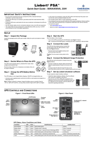 Liebert PSA Quick-Start Guide - 500VA/650VA, 230V I