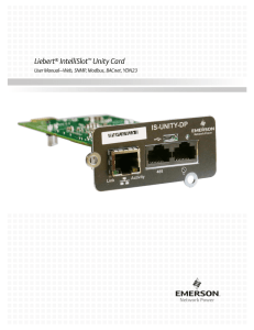 Liebert IntelliSlot Unity Card User Manual–Web, SNMP, Modbus, BACnet, YDN23