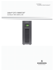 Liebert GXT3-10000T230 User Manual—10kVA, 50/60 Hz, 230V AC Power