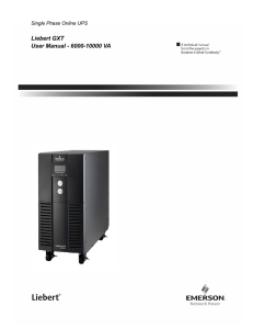 Liebert GXT User Manual - 6000-10000 VA Single Phase Online UPS