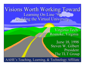 Visions Worth Working Toward Learning On Line ‘98 Building the Virtual University