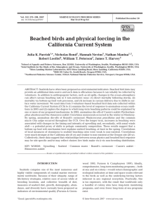 Beached birds and physical forcing in the California Current System