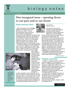 b i o l o g y  n o... Our inaugural issue - opening doors Notes from the Chair