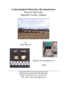 Archaeological Subsurface Reconnaissance Koteewi Park Lake Hamilton County, Indiana