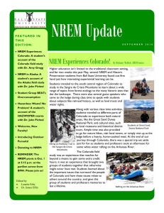 NREM Update NREM Experiences Colorado! By Brittainy Wallick, NREM Senior