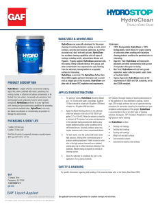 HydroClean Product Data Sheet BASIC USES &amp; ADVANTAGES