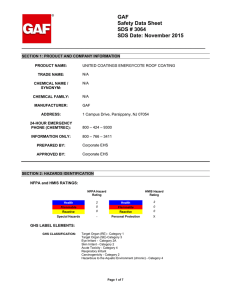 GAF Safety Data Sheet SDS # 3064 SDS Date: November 2015