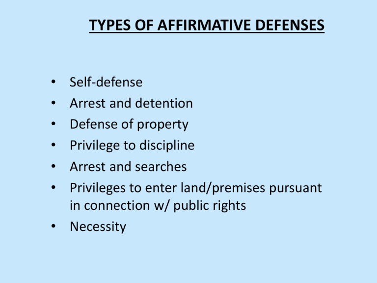 types-of-affirmative-defenses