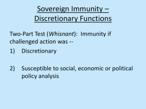 Sovereign Immunity – Discretionary Functions