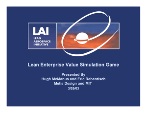Lean Enterprise Value Simulation Game Presented By Hugh McManus and Eric Rebentisch
