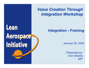Value Creation Through Integration Workshop  Integration - Framing