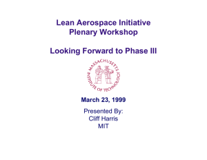 Lean Aerospace Initiative Plenary Workshop Looking Forward to Phase III March 23, 1999