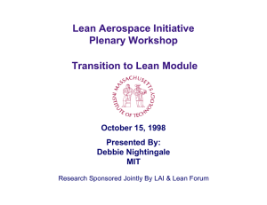 Lean Aerospace Initiative Plenary Workshop Transition to Lean Module