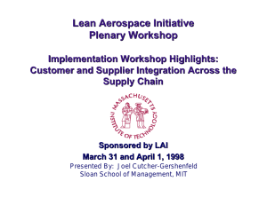 Lean Aerospace Initiative Plenary Workshop Implementation Workshop Highlights: