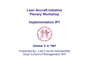 Lean Aircraft Initiative Plenary Workshop Implementation IPT October 8 -9, 1997