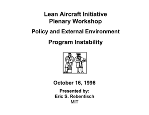 Lean Aircraft Initiative Plenary Workshop Program Instability Policy and External Environment