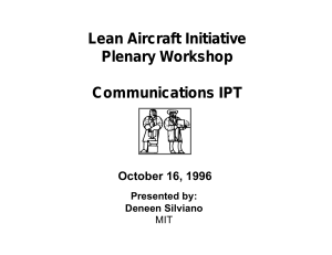 Lean Aircraft Initiative Plenary Workshop Communications IPT October 16, 1996