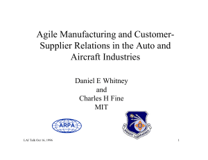 Agile Manufacturing and Customer- Supplier Relations in the Auto and Aircraft Industries