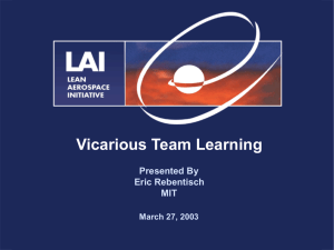 Vicarious Team Learning  Presented By Eric Rebentisch