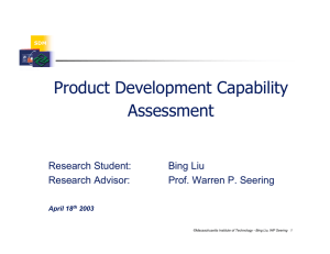 Product Development Capability Assessment Research Student: Bing Liu