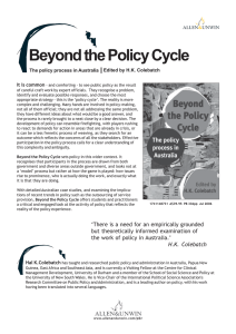 Beyond the Policy Cycle Edited by H.K. Colebatch It is common