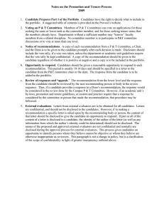 Notes on the Promotion and Tenure Process 2009