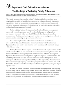 Department Chair Online Resource Center The Challenge of Evaluating Faculty Colleagues
