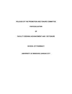 POLICIES OF THE PROMOTION AND TENURE COMMITTEE FOR EVALUATION OF