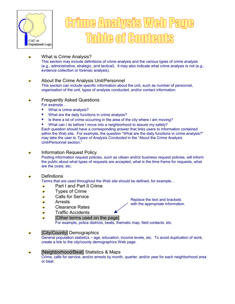 Types Of Crime Analysis Product