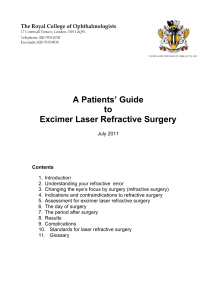 A Patients’ Guide to Excimer Laser Refractive Surgery