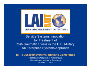 Service Systems Innovation for Treatment of Post-Traumatic Stress in the U.S. Military: