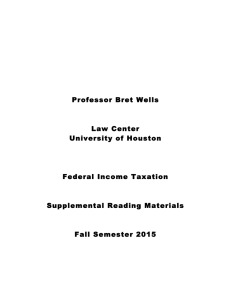 Professor Bret Wells Law Center University of Houston