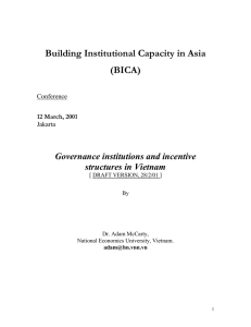 Building Institutional Capacity in Asia (BICA) Governance institutions and incentive structures in Vietnam