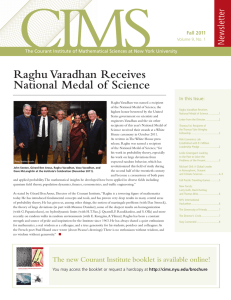 Raghu Varadhan Receives National Medal of Science r tte
