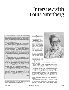Interview with Louis Nirenberg Early Experiences