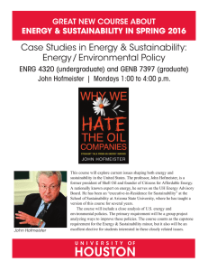 Case Studies in Energy &amp; Sustainability: Energy/ Environmental Policy