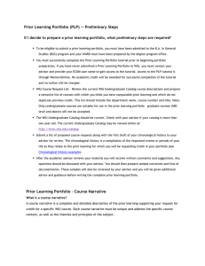 Prior Learning Portfolio (PLP) -- Preliminary Steps  
