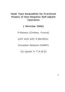 Nash Type Inequalities for Fractional Powers of Non-Negative Self-adjoint Operators ( Wroclaw 2006)
