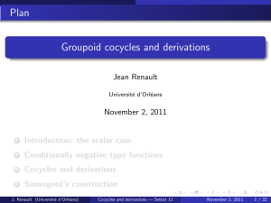 Plan Groupoid cocycles and derivations