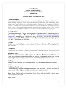Course Syllabus Family Immigration Law University of Houston Law Center Spring 2016
